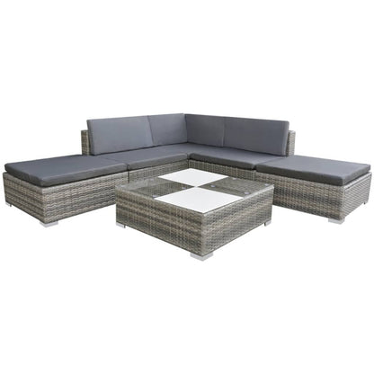 Patio Furniture | Grey | Powder-coated steel, PE rattan, glass, polyester