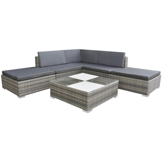 Patio Furniture | Grey | Powder-coated steel, PE rattan, glass, polyester