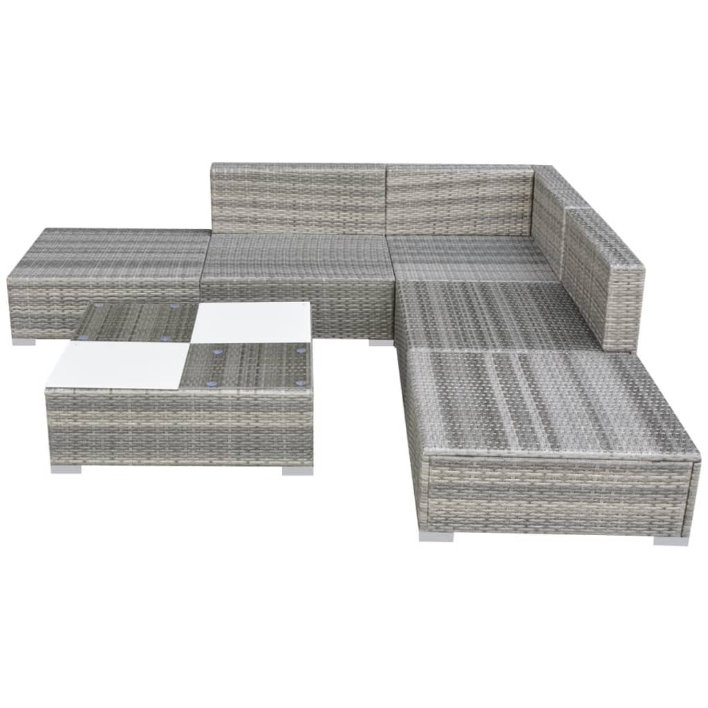 Patio Furniture | Grey | Powder-coated steel, PE rattan, glass, polyester
