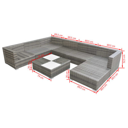 Patio Furniture | Grey | Powder-coated steel frame | 8 Piece Set