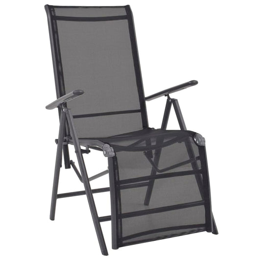 42766 vidaXL Reclining Deck Chair Aluminium and Textilene Black