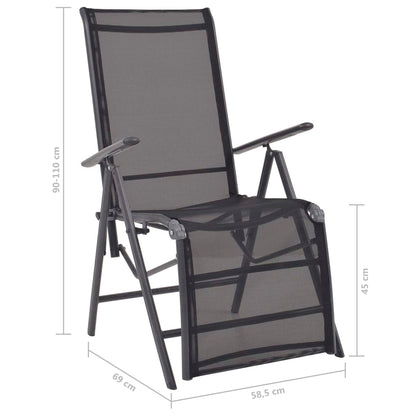 Sunlounger | Black | Aluminium | Medium | Adjustable Armrests