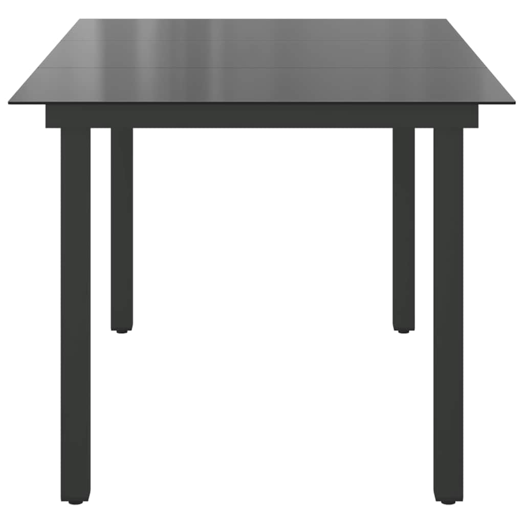 Garden Table Black 150x90x74 cm Aluminium and Glass