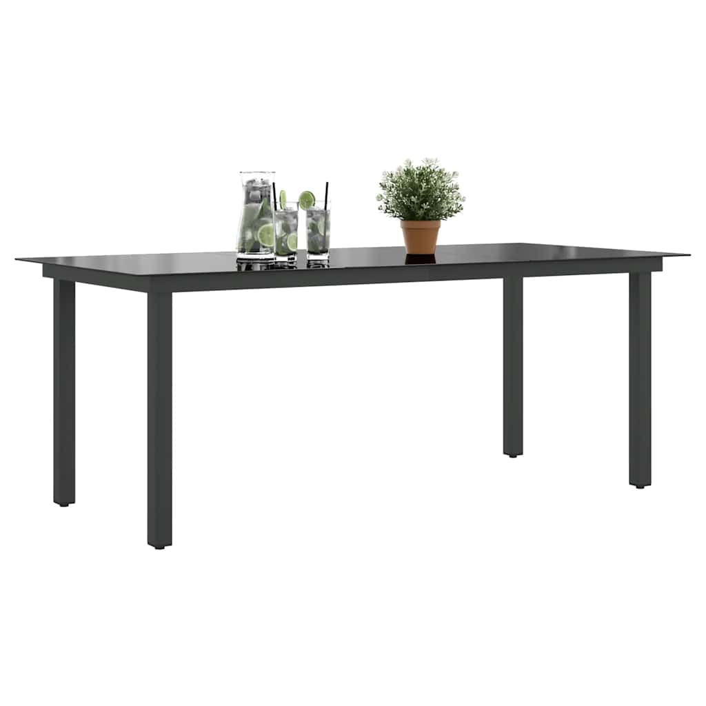 Garden Dining Table | Black | Aluminium and Glass | 190 x 90 cm | Durable