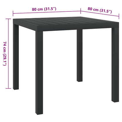 42790 vidaXL Garden Table Black 80x80x74 cm Aluminium and WPC