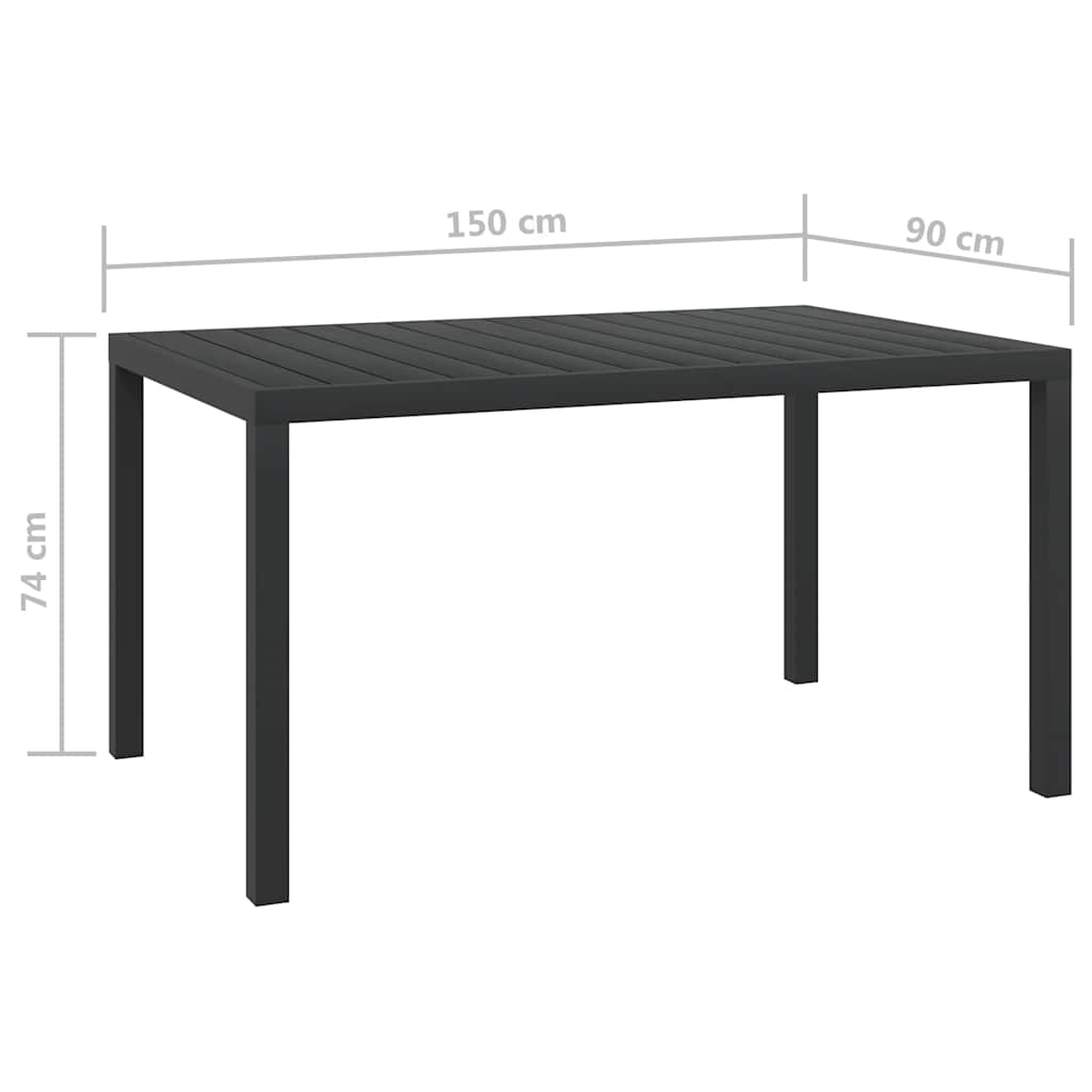42791 vidaXL Garden Table Black 150x90x74 cm Aluminium and WPC