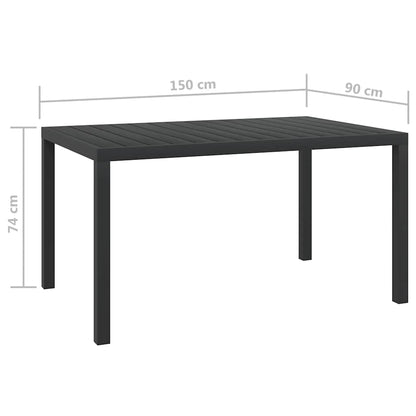 42791 vidaXL Garden Table Black 150x90x74 cm Aluminium and WPC