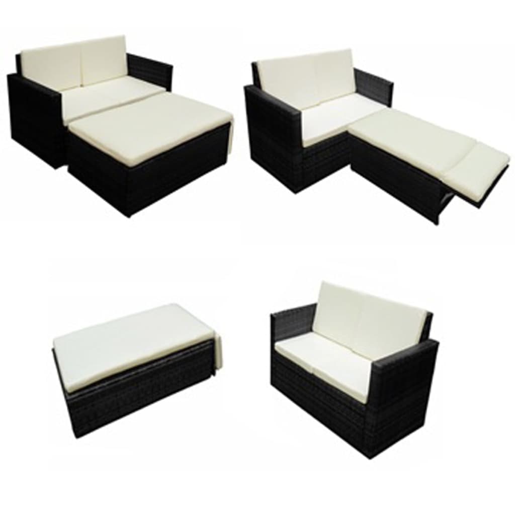 Patio Furniture | Black | PE Rattan, Powder-Coated Steel, 100% Polyester