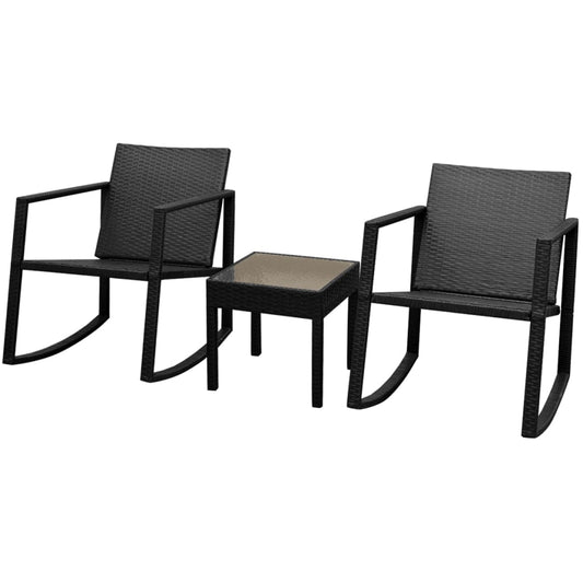 Patio Furniture | Black | Powder-coated steel, PE rattan, Glass | Medium