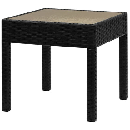 Patio Furniture | Black | Powder-coated steel, PE rattan, Glass | Medium