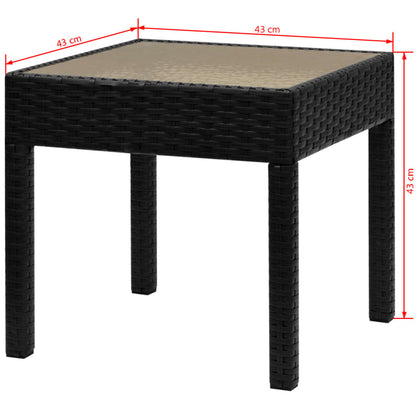 Patio Furniture | Black | Powder-coated steel, PE rattan, Glass | Medium