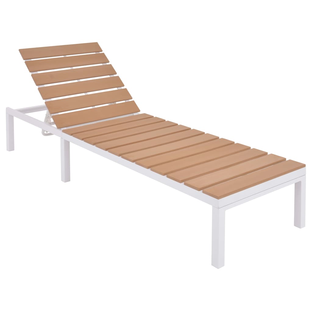 Sunlounger | White and brown | Aluminium and WPC | Standard
