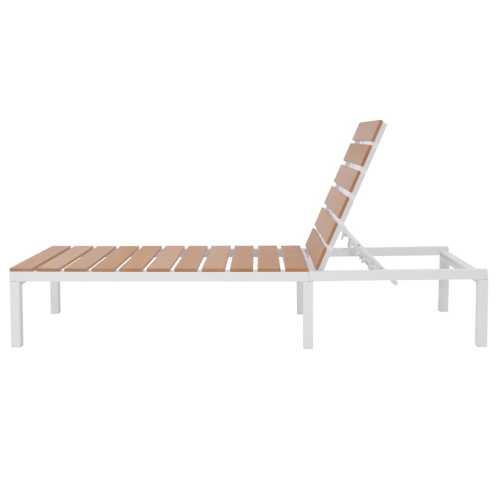 Sunlounger | White and brown | Aluminium and WPC | Standard