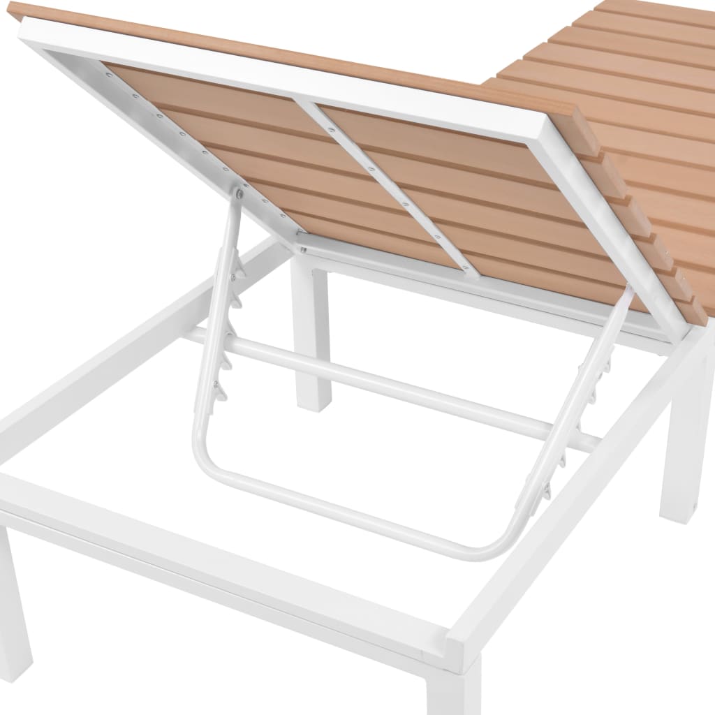Sunlounger | White and brown | Aluminium and WPC | Standard