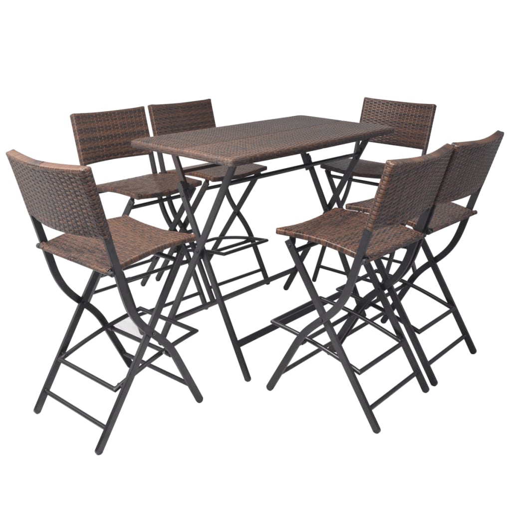 Patio Furniture | Brown | PE rattan, powder-coated steel | 7 Piece Set