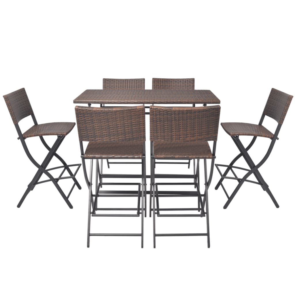 Patio Furniture | Brown | PE rattan, powder-coated steel | 7 Piece Set