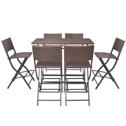 Patio Furniture | Brown | PE rattan, powder-coated steel | 7 Piece Set