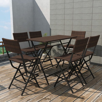 Patio Furniture | Brown | PE rattan, powder-coated steel | 7 Piece Set