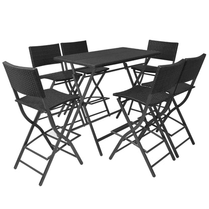 Patio Furniture | Black | PE rattan, powder-coated steel | 7 Piece