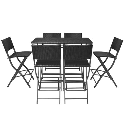 Patio Furniture | Black | PE rattan, powder-coated steel | 7 Piece
