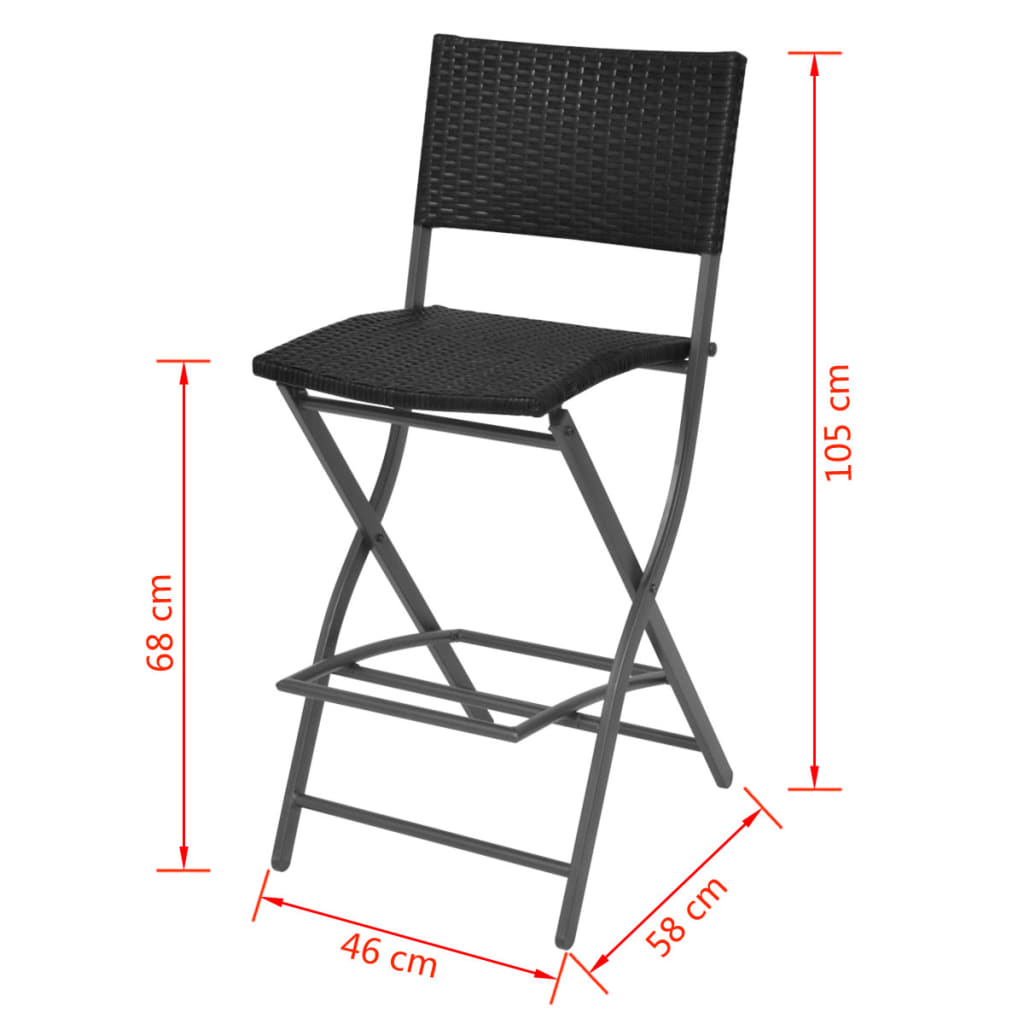 Patio Furniture | Black | PE rattan, powder-coated steel | 7 Piece