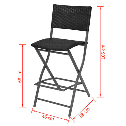 Patio Furniture | Black | PE rattan, powder-coated steel | 7 Piece