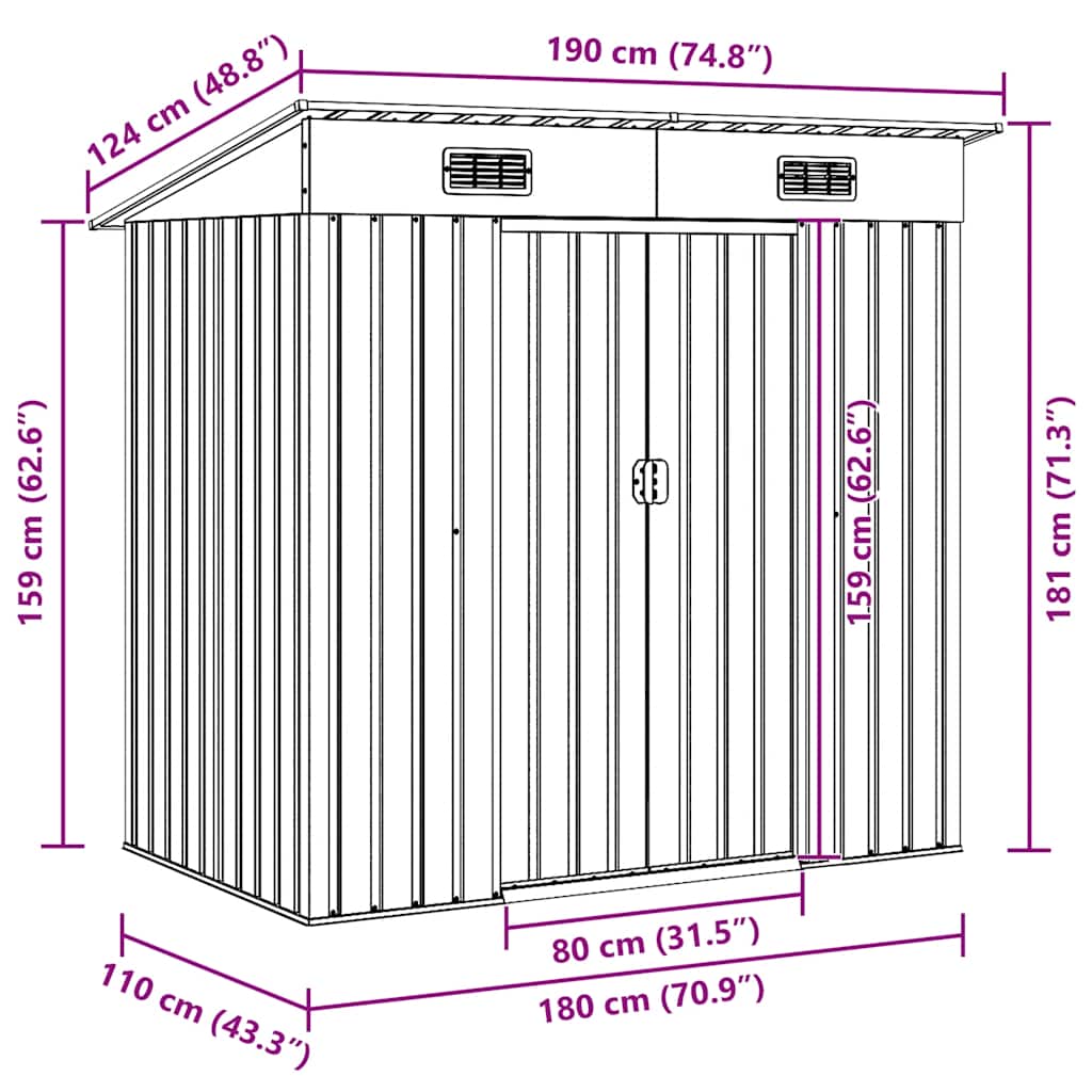 Garden Shed Green Metal