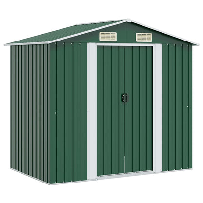 Garden Storage Shed Green Metal 204x132x186 cm
