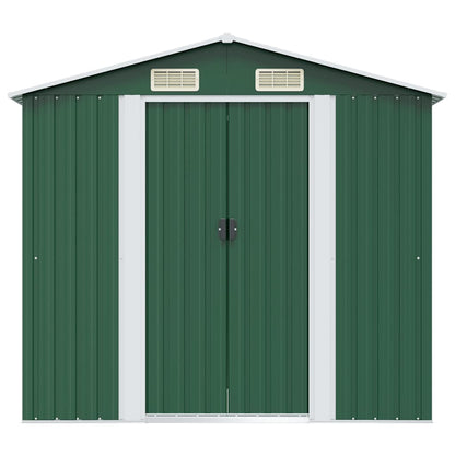 Garden Storage Shed Green Metal 204x132x186 cm