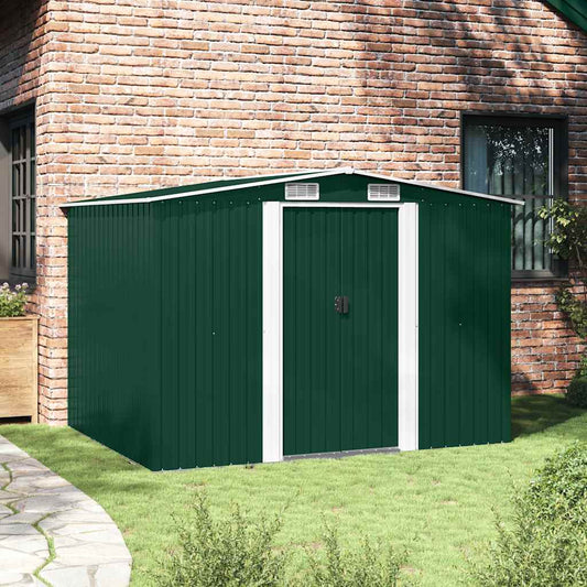 Garden Storage Shed Green Metal 257x205x178 cm