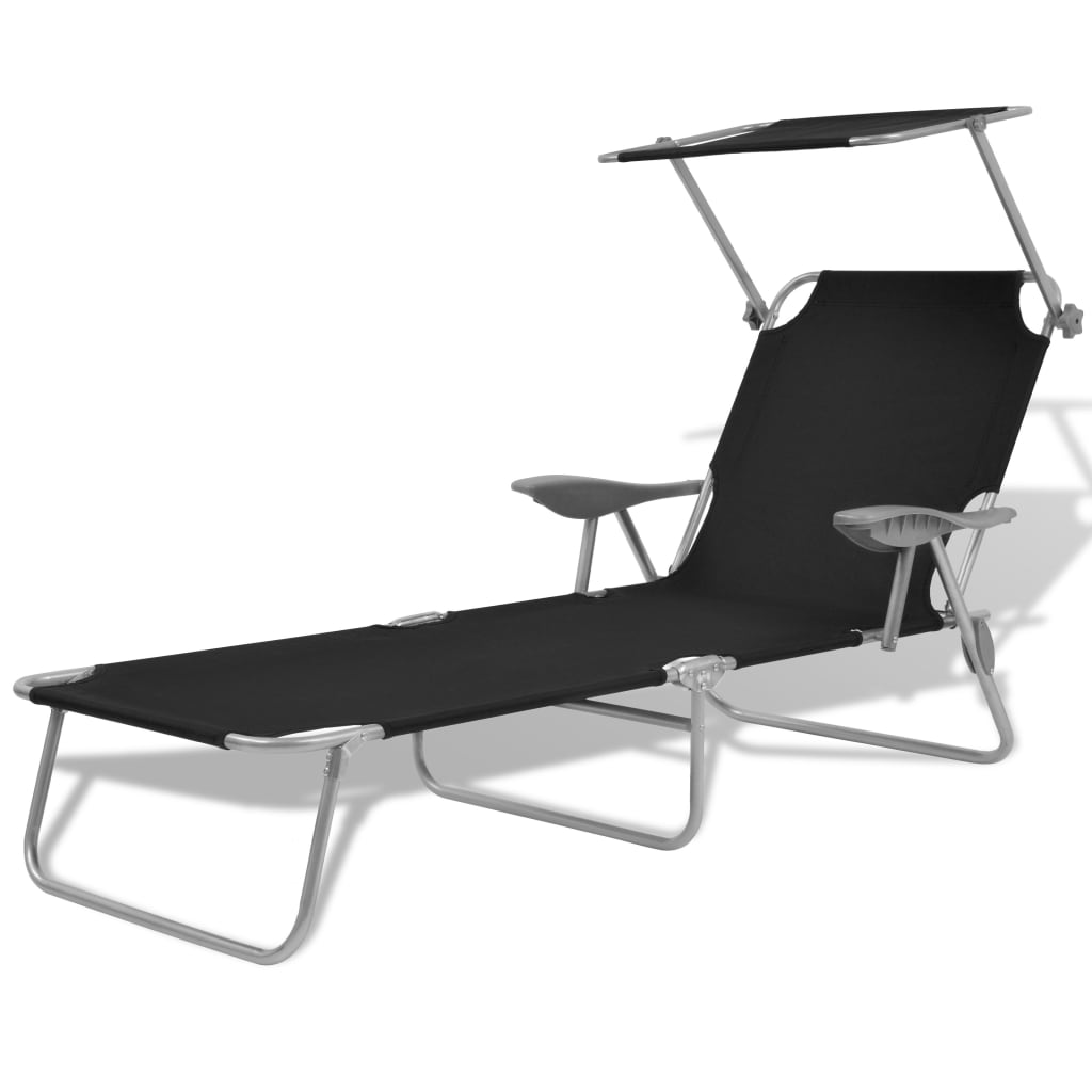 Sunlounger | Black | Powder-coated steel | Medium | Foldable