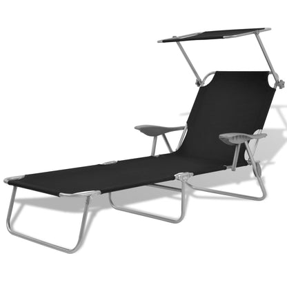 Sunlounger | Black | Powder-coated steel | Medium | Foldable