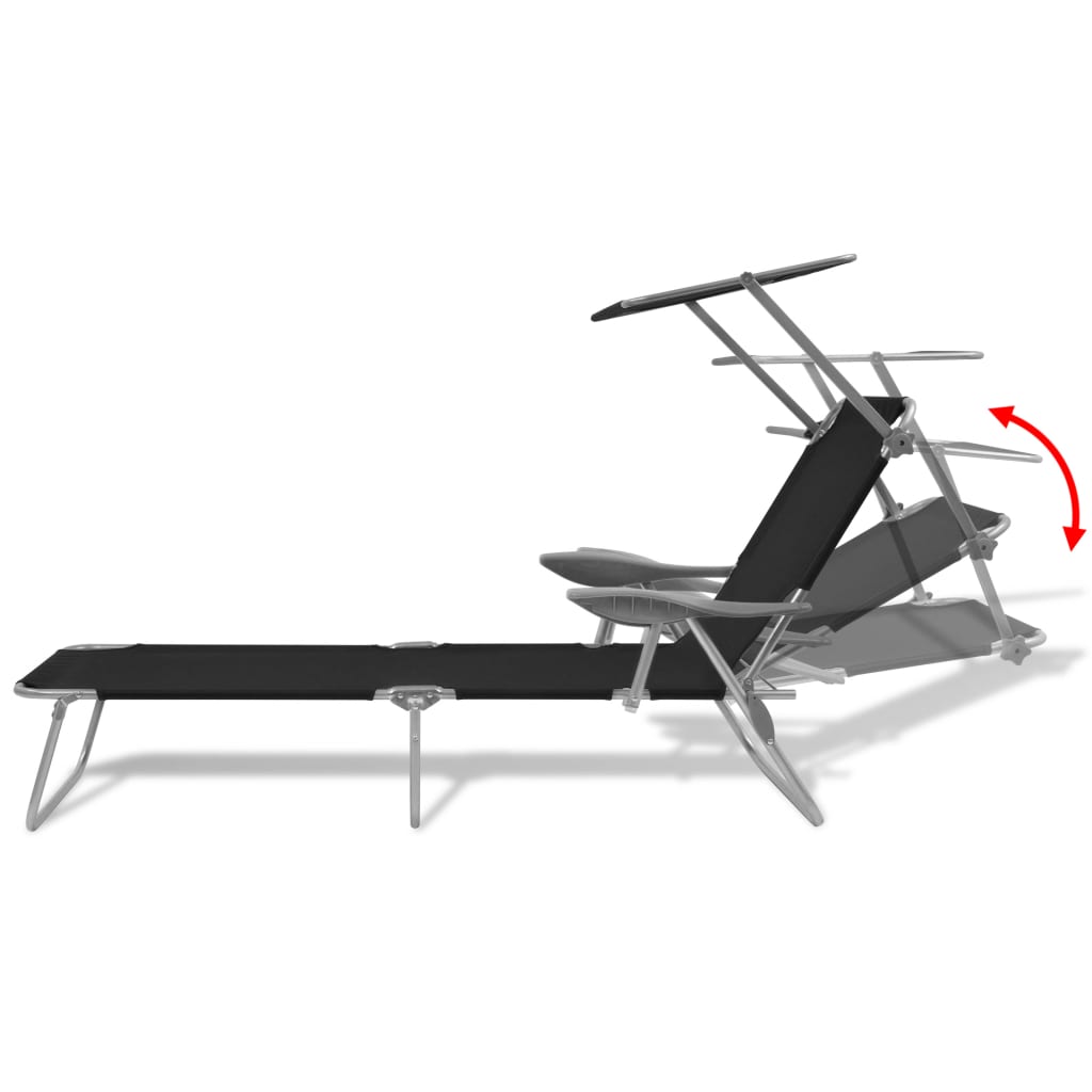 Sunlounger | Black | Powder-coated steel | Medium | Foldable