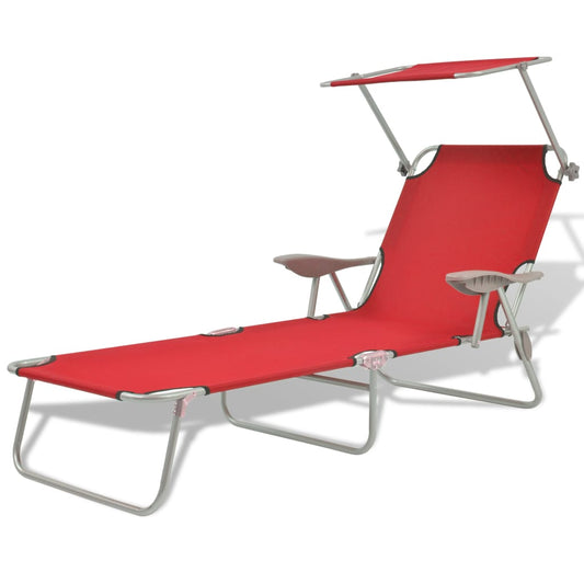 Sunlounger | Red | Powder-coated steel, Polyester fabric | One Size