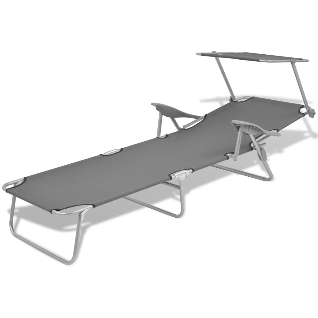 Sunlounger | Steel Grey | Powder-coated steel frame, Polyester fabric