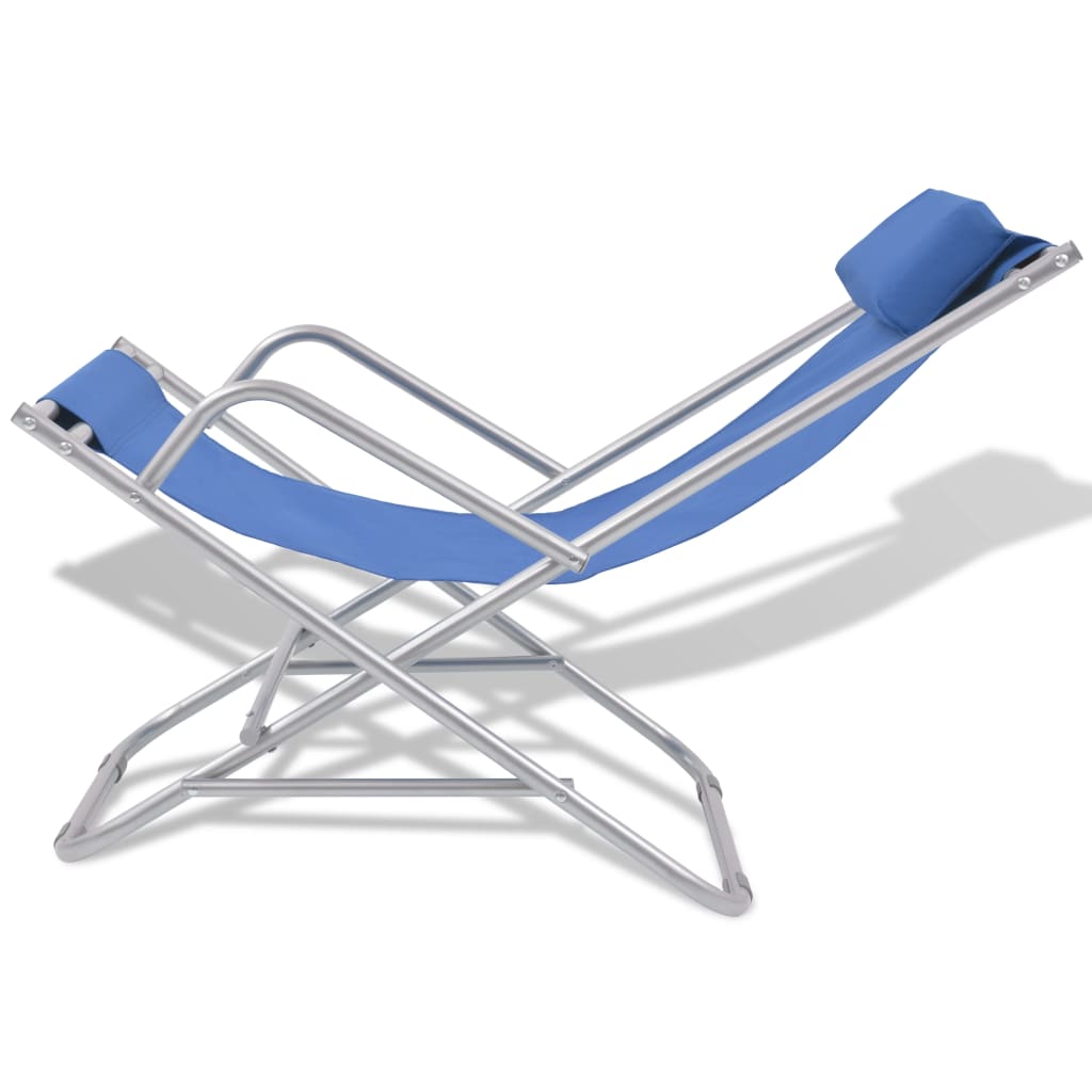 Sunlounger | Set of 2 | Blue | Powder-coated steel frame, PVC seat