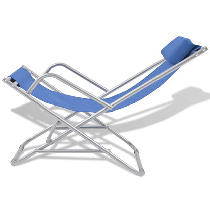 Sunlounger | Set of 2 | Blue | Powder-coated steel frame, PVC seat