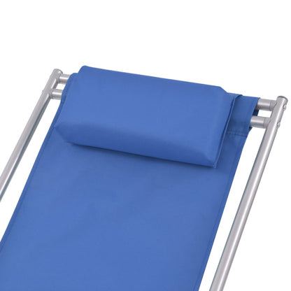 Sunlounger | Set of 2 | Blue | Powder-coated steel frame, PVC seat