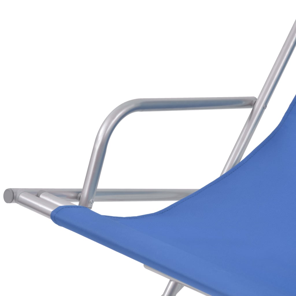 Sunlounger | Set of 2 | Blue | Powder-coated steel frame, PVC seat