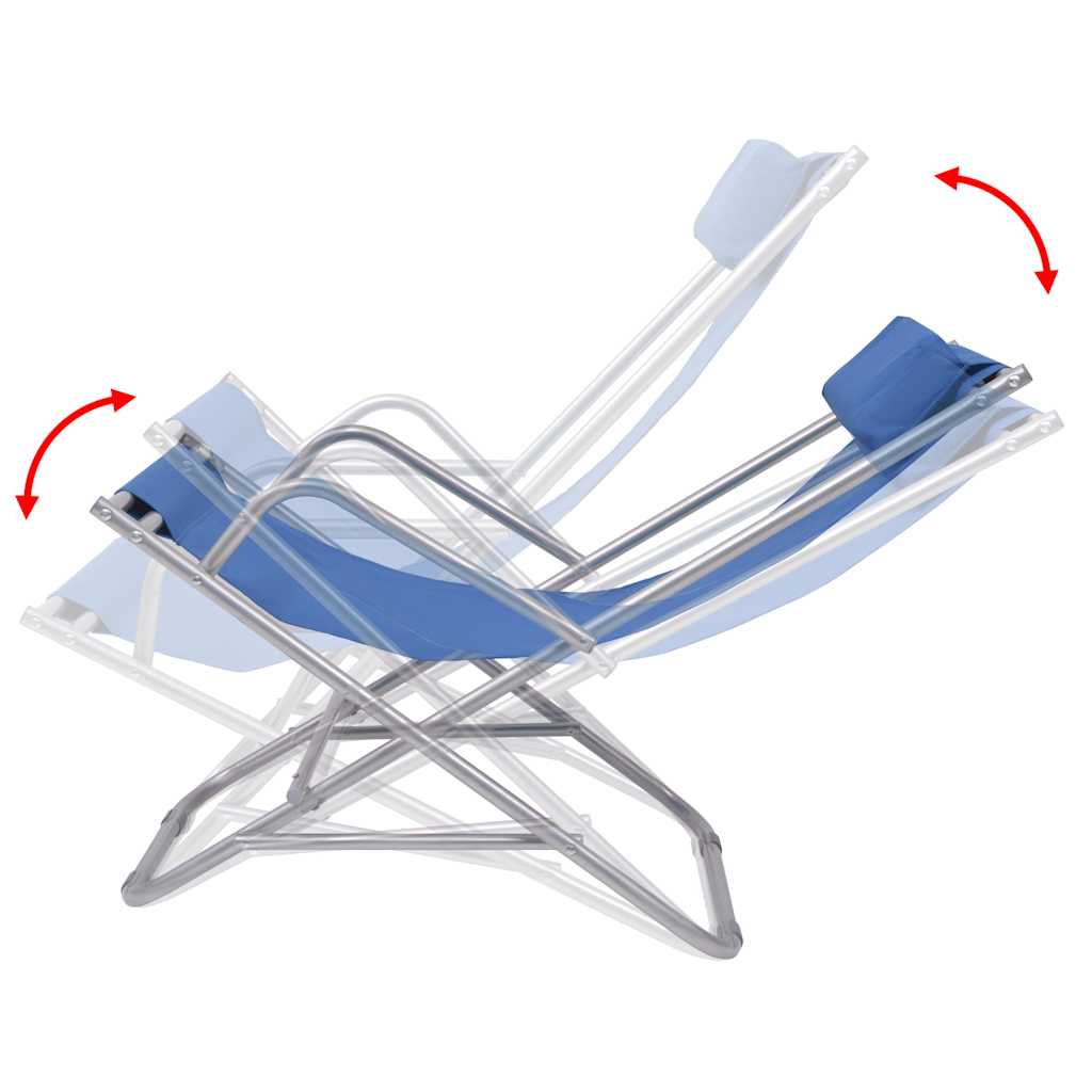 Sunlounger | Set of 2 | Blue | Powder-coated steel frame, PVC seat