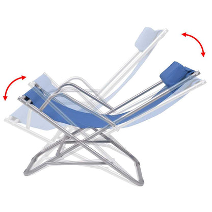 Sunlounger | Set of 2 | Blue | Powder-coated steel frame, PVC seat