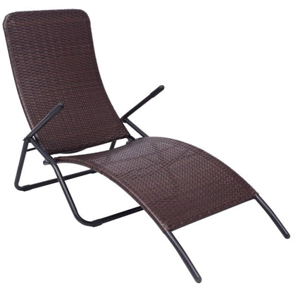 Sun Lounger | Brown | Poly Rattan, Powder-Coated Steel | Medium