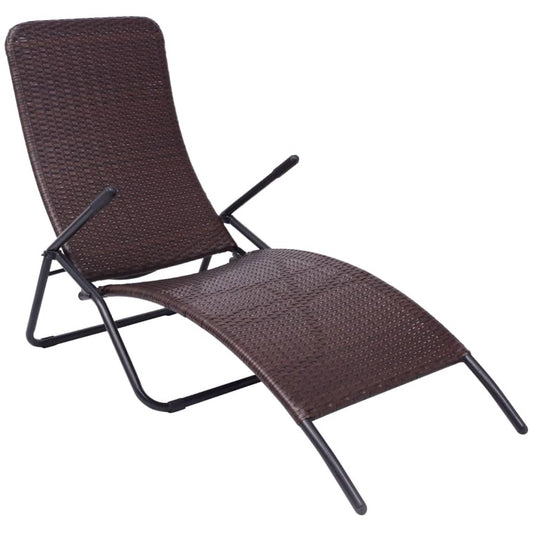 Sun Lounger | Brown | Poly Rattan, Powder-Coated Steel | Medium