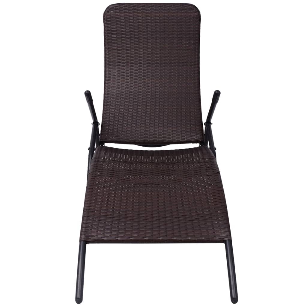 Sun Lounger | Brown | Poly Rattan, Powder-Coated Steel | Medium