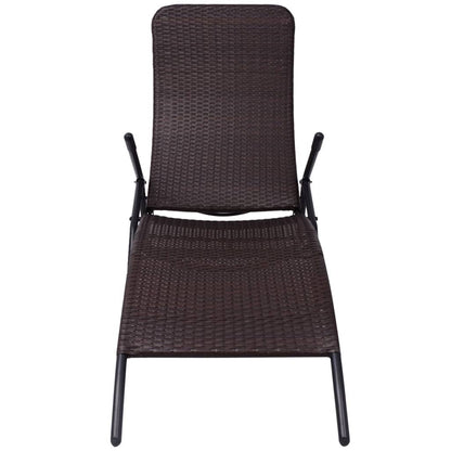 Sun Lounger | Brown | Poly Rattan, Powder-Coated Steel | Medium
