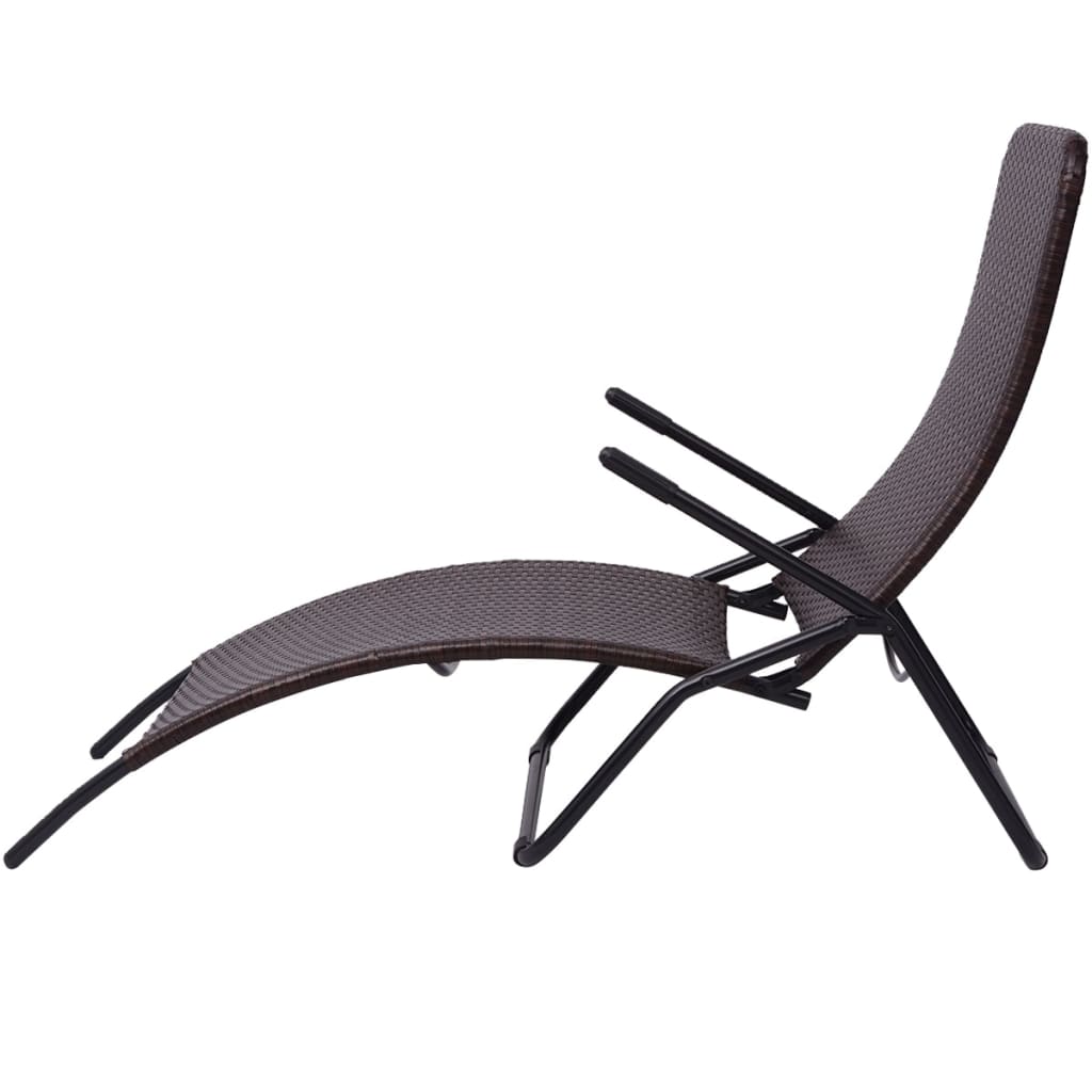 Sun Lounger | Brown | Poly Rattan, Powder-Coated Steel | Medium