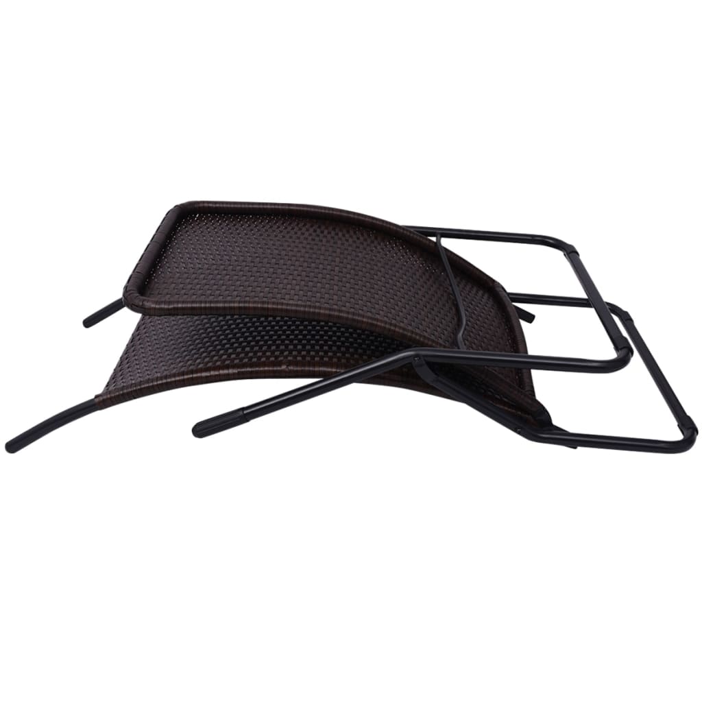 Sun Lounger | Brown | Poly Rattan, Powder-Coated Steel | Medium