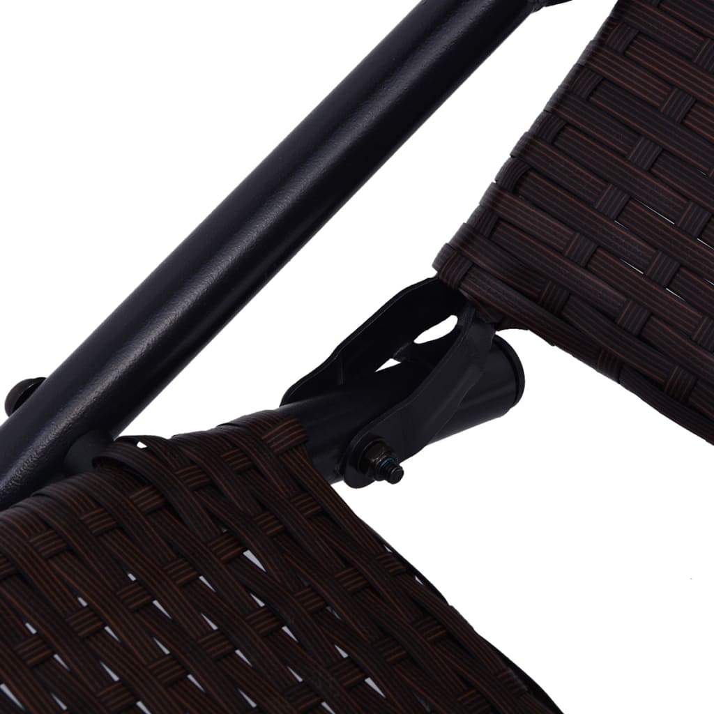 Sun Lounger | Brown | Poly Rattan, Powder-Coated Steel | Medium