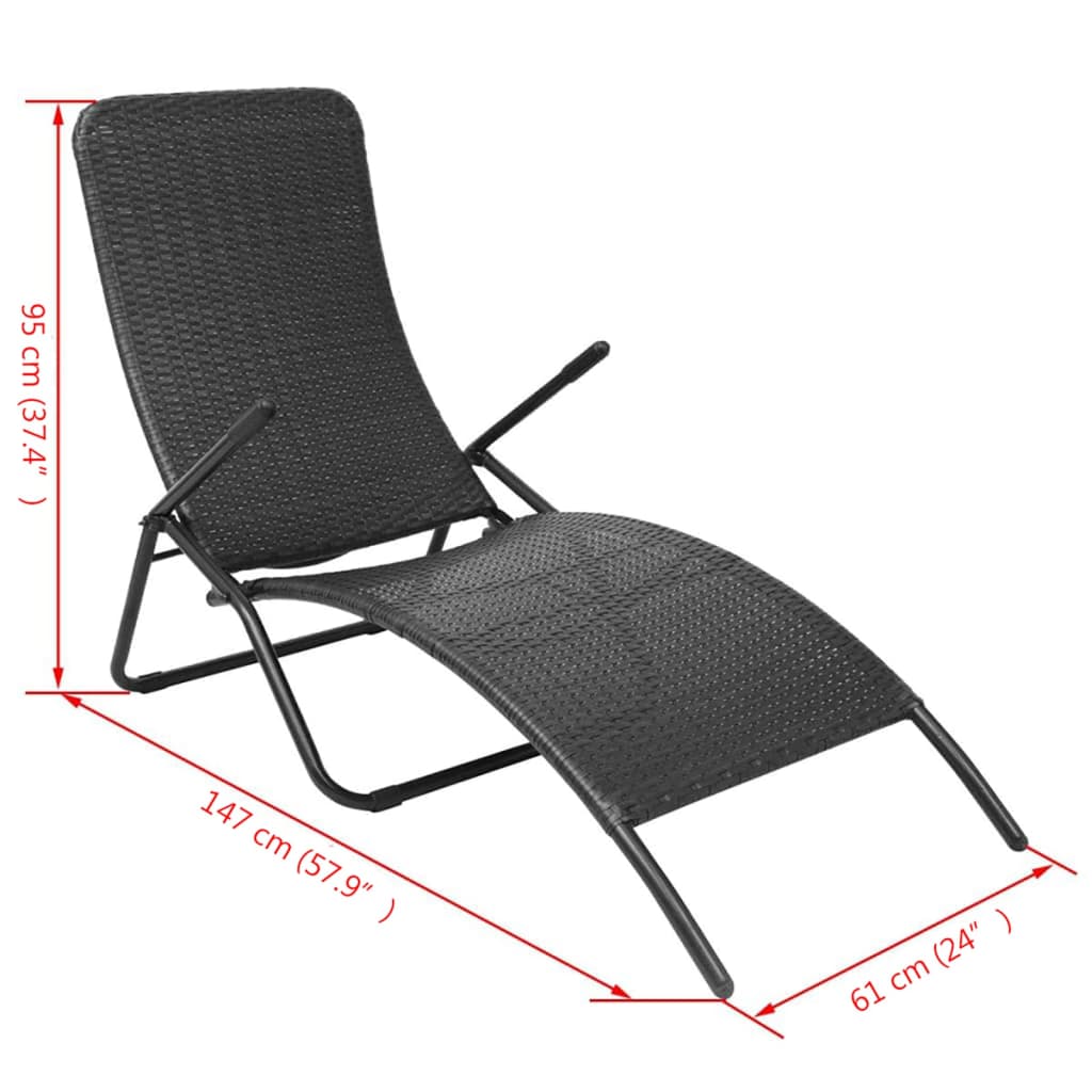 Sun Lounger | Black | PE rattan, Powder-coated steel | Standard