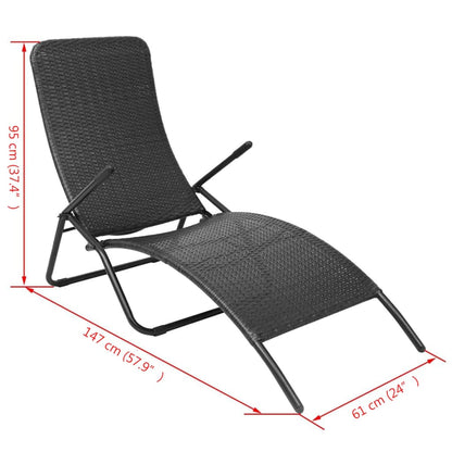 Sun Lounger | Black | PE rattan, Powder-coated steel | Standard